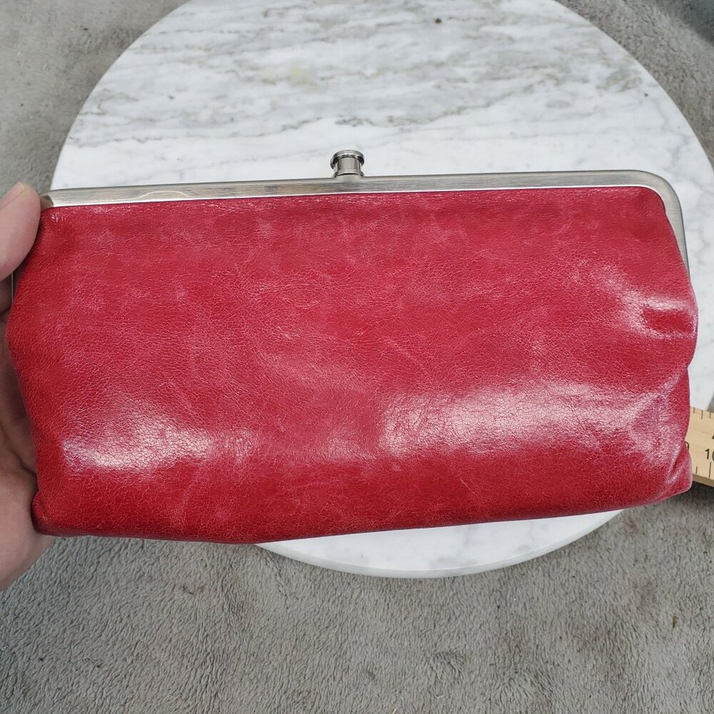 Hobo Purse Womens 8"x4" Hot Pink Leather Double Frame Snap Folding Wallet *Read* - Picture 6 of 10